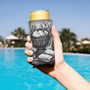 Rafraîchisseur Pour Canette Slim Argent Steampunk Cauldron Spellbooks et Potions