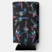 Rafraîchisseur Pour Canette Slim Arrière-plan noir motif floral (Verso)