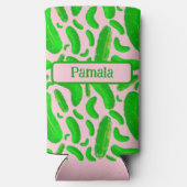 Rafraîchisseur Pour Canette Slim Arrière - plan rose des sachets verts (Verso)