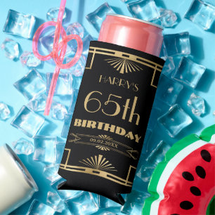 Rafraîchisseur Pour Canette Slim Art Déco Gatsby Roaring 20s Black Gold Anniversair