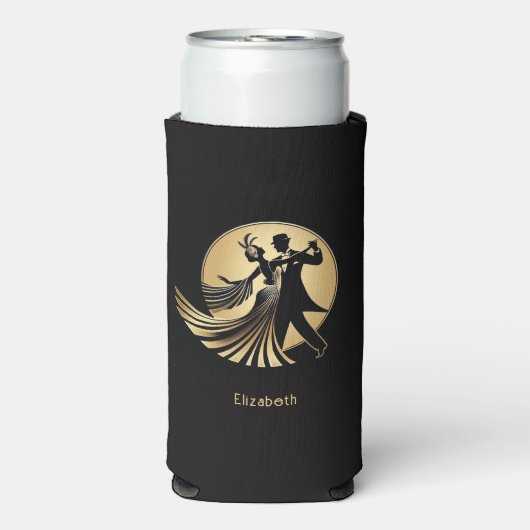 Rafraîchisseur Pour Canette Slim Art Deco Gatsby Roaring 20s Prohibition Gift Name (Seltzer Recto)