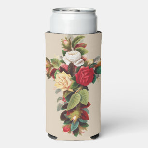 Rafraîchisseur Pour Canette Slim Art religieux croix botanique vintage de roses