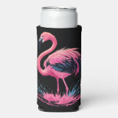Rafraîchisseur Pour Canette Slim Artisan Whimsical Flamant rose rose | Noir (Seltzer Recto)