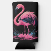 Rafraîchisseur Pour Canette Slim Artisan Whimsical Flamant rose rose | Noir (Verso)