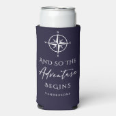 Rafraîchisseur Pour Canette Slim Aventure commence bleu foncé Personnalisé (Seltzer Recto)