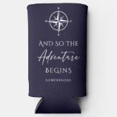 Rafraîchisseur Pour Canette Slim Aventure commence bleu foncé Personnalisé (Recto)