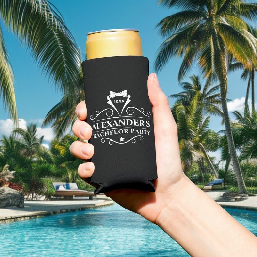 Rafraîchisseur Pour Canette Slim Bachelor Party Tuxedo Cravate noir