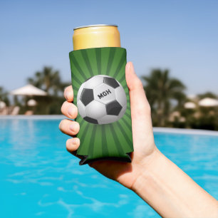 Rafraîchisseur Pour Canette Slim Balle de soccer Retro Monogramme Personnalisée