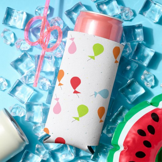 Rafraîchisseur Pour Canette Slim Ballons colorés sur blanc (Été in situ)