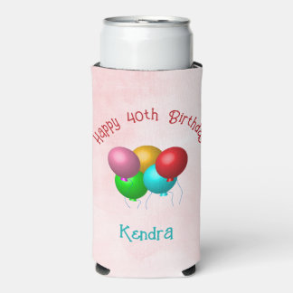 Rafraîchisseur Pour Canette Slim Balloons Joyeux Anniversaire Nom Année Personnalis