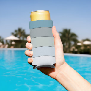 Rafraîchisseur Pour Canette Slim Bandes de couleur bleue et grise sur papier aquare