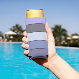 Rafraîchisseur Pour Canette Slim Bandes de couleur violette et grise sur papier aqu
