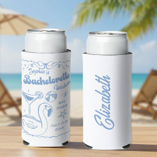 Rafraîchisseur Pour Canette Slim Beach Bachelorte Party Blue
