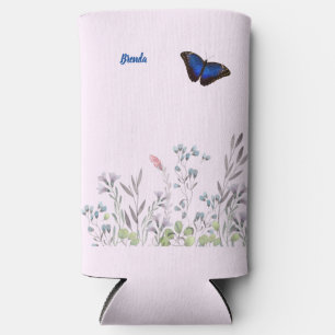 Rafraîchisseur Pour Canette Slim Beau Morpho Bleu personnalisé papillon Lilac