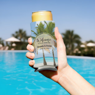 Rafraîchisseur Pour Canette Slim Beaux palmiers sur un mariage tropical de plage
