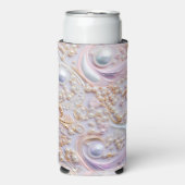 Rafraîchisseur Pour Canette Slim Bedazzling perles blanches et arrière - plan or (Seltzer Recto)