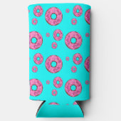 Rafraîchisseur Pour Canette Slim beignets crème rose bleu motif (Recto)