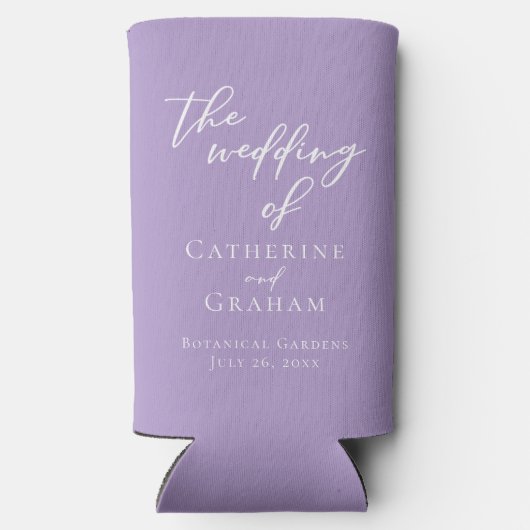 Rafraîchisseur Pour Canette Slim Belle Lilac violet blanc Mariage personnalisé (Verso)