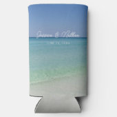Rafraîchisseur Pour Canette Slim Belle plage Horizon Mariage personnalisé (Verso)