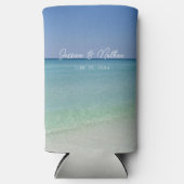 Rafraîchisseur Pour Canette Slim Belle plage Horizon Mariage personnalisé (Recto)