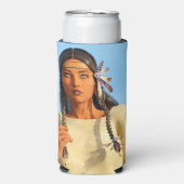 Rafraîchisseur Pour Canette Slim Belle tenue autochtone amérindienne (Seltzer Recto)
