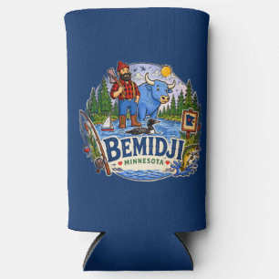 Rafraîchisseur Pour Canette Slim Bemidji Minnesota Paul Bunyan et Babe le bœuf bleu