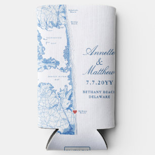 Rafraîchisseur Pour Canette Slim Bethany Beach DE Map Marine Blue Wedding Favor Dri