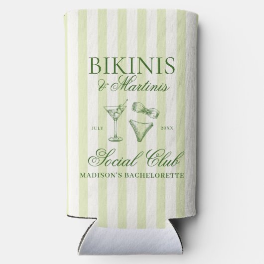 Rafraîchisseur Pour Canette Slim Bikinis et Martinis rayé vert (Verso)