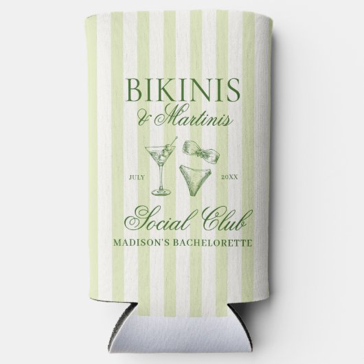 Rafraîchisseur Pour Canette Slim Bikinis et Martinis rayé vert (Recto)