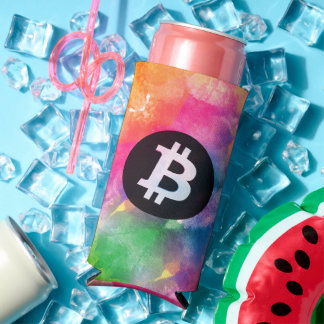 Rafraîchisseur Pour Canette Slim Bitcoin Aquarelle (Style 1 - Genèse)