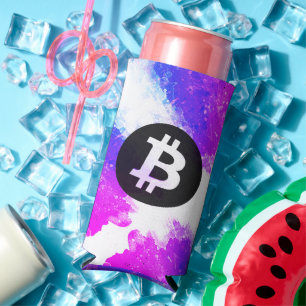 Rafraîchisseur Pour Canette Slim Bitcoin Aquarelle (Style 6 - Miami Beach)