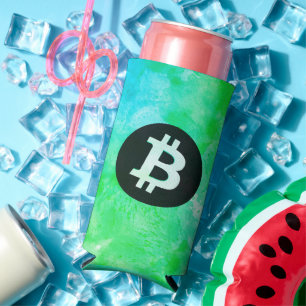 Rafraîchisseur Pour Canette Slim Bitcoin Aquarelle (Style $ - Green Day)