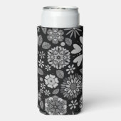 Rafraîchisseur Pour Canette Slim Black And Gray Retro Floral Art Seamless Pattern (Seltzer Verso)