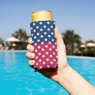 Rafraîchisseur Pour Canette Slim Bloc de couleur bleu et rouge avec des étoiles bla