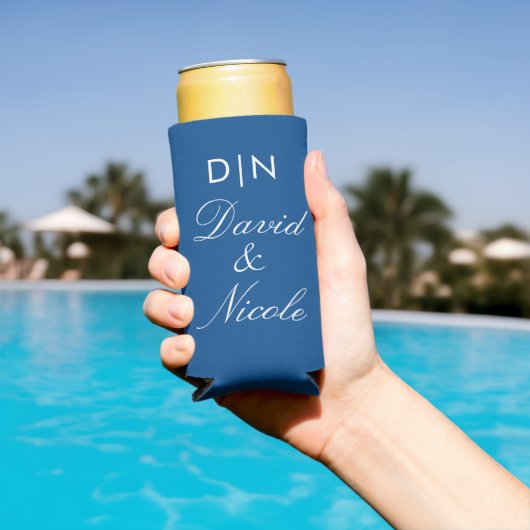 Rafraîchisseur Pour Canette Slim Blue Custom Text Can Cooler Personalized Sleeve (Piscine in situ)