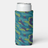 Rafraîchisseur Pour Canette Slim Blue Green and Teal Camo Abstract (Seltzer Recto)