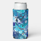 Rafraîchisseur Pour Canette Slim Blue Sea bulles Art Abstrait (Seltzer Recto)