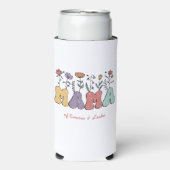 Rafraîchisseur Pour Canette Slim Boho Mama Texte avec Fleurs et Noms d'Enfants (Seltzer Recto)