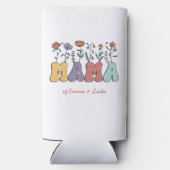 Rafraîchisseur Pour Canette Slim Boho Mama Texte avec Fleurs et Noms d'Enfants (Verso)