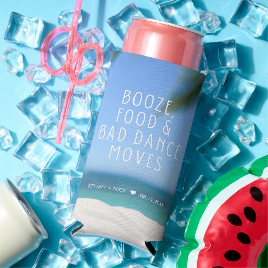 Rafraîchisseur Pour Canette Slim Booze Nourriture Mauvaise Danse Plage Mariage Favo (Été in situ)