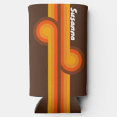 Rafraîchisseur Pour Canette Slim Boucle rétro Brown avec nom (Verso)