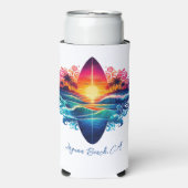 Rafraîchisseur Pour Canette Slim Boucles de surf couché de soleil (Seltzer Recto)