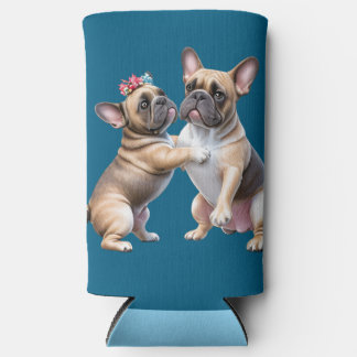 Rafraîchisseur Pour Canette Slim Bouledogue français amoureux Saint-Valentin
