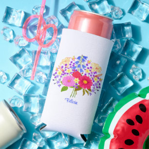 Rafraîchisseur Pour Canette Slim Bouquet de fleurs blanc