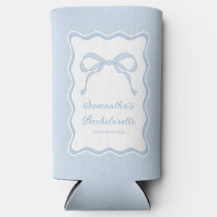 Rafraîchisseur Pour Canette Slim Bow Quelque Chose Blue Bachelorte Party