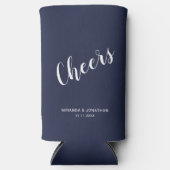 Rafraîchisseur Pour Canette Slim "Bravo" Script moderne bleu marine (Recto)