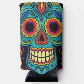 Rafraîchisseur Pour Canette Slim Bright Folk Art Skull Day of the Dead Party (Recto)