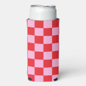Rafraîchisseur Pour Canette Slim Bright Red and Light Pink Checkered (Seltzer Recto)