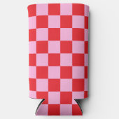 Rafraîchisseur Pour Canette Slim Bright Red and Light Pink Checkered (Recto)