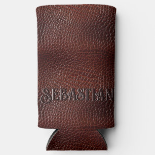 Rafraîchisseur Pour Canette Slim Brown en cuir Faux personnalisé